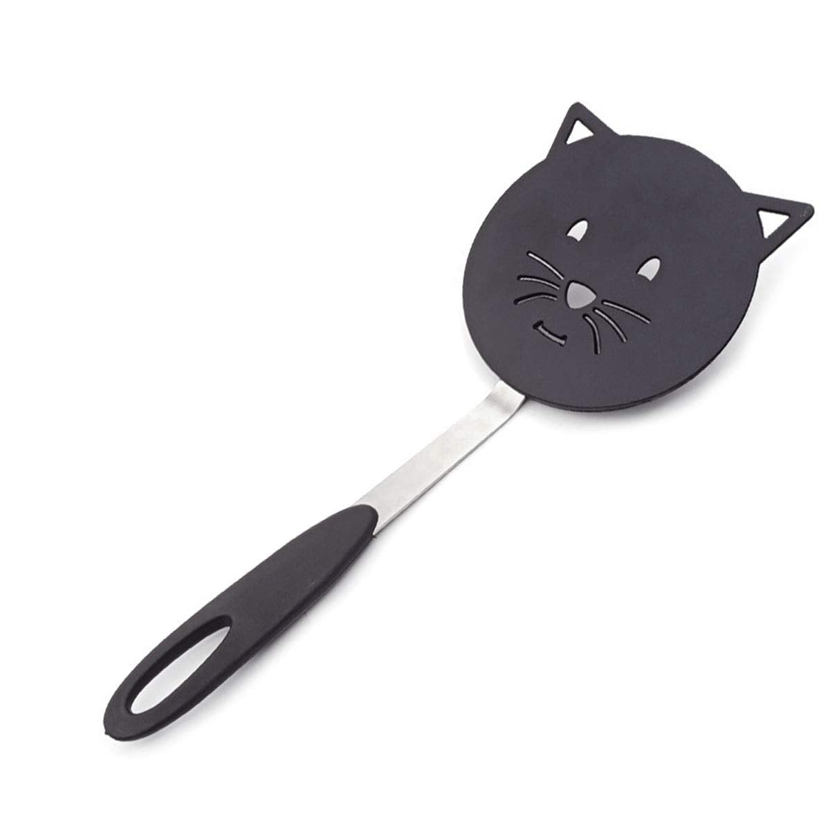 Goodfeer Nylon Turner Cute Cat Shape Small Heat Resistant Wok Spatula For Non Stick Cookware With Stainless Steel Bracket For Co