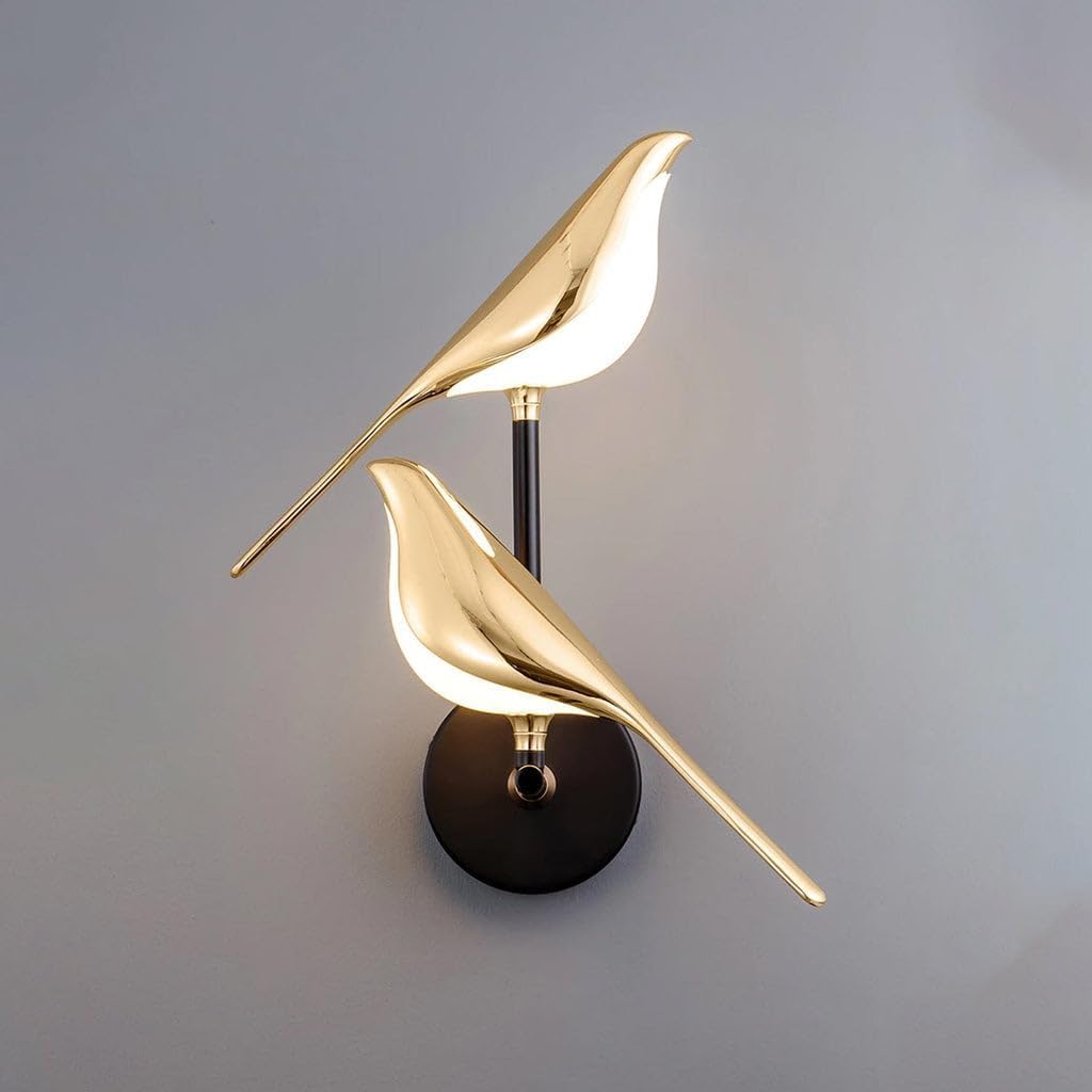 Desidiya Modern Double Chirpy Bird Warm White Wall Light For Living Room, Bedroom, Dining, Elegant Decorative Sparrow Lamp For B