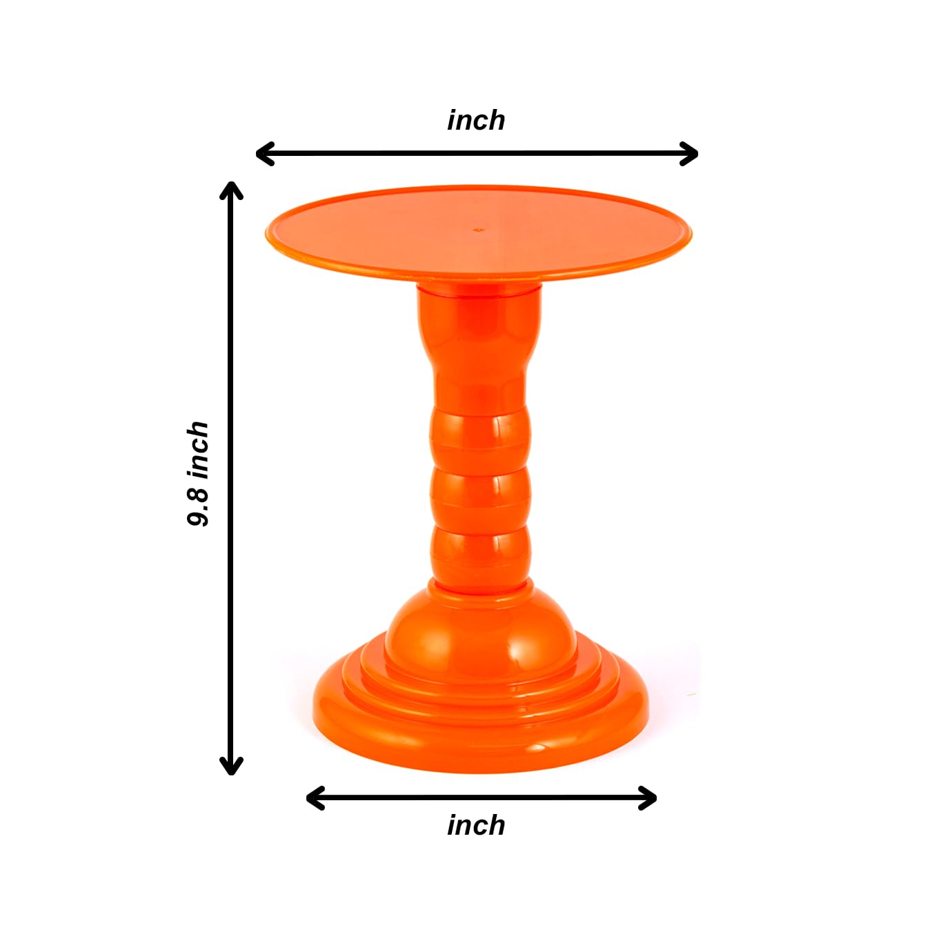 Grupo Mirandinha Plastic Round Adjustable Cake Stand Cupcake Stand Candy Stand 4 Heights 8 Inches (Orange)