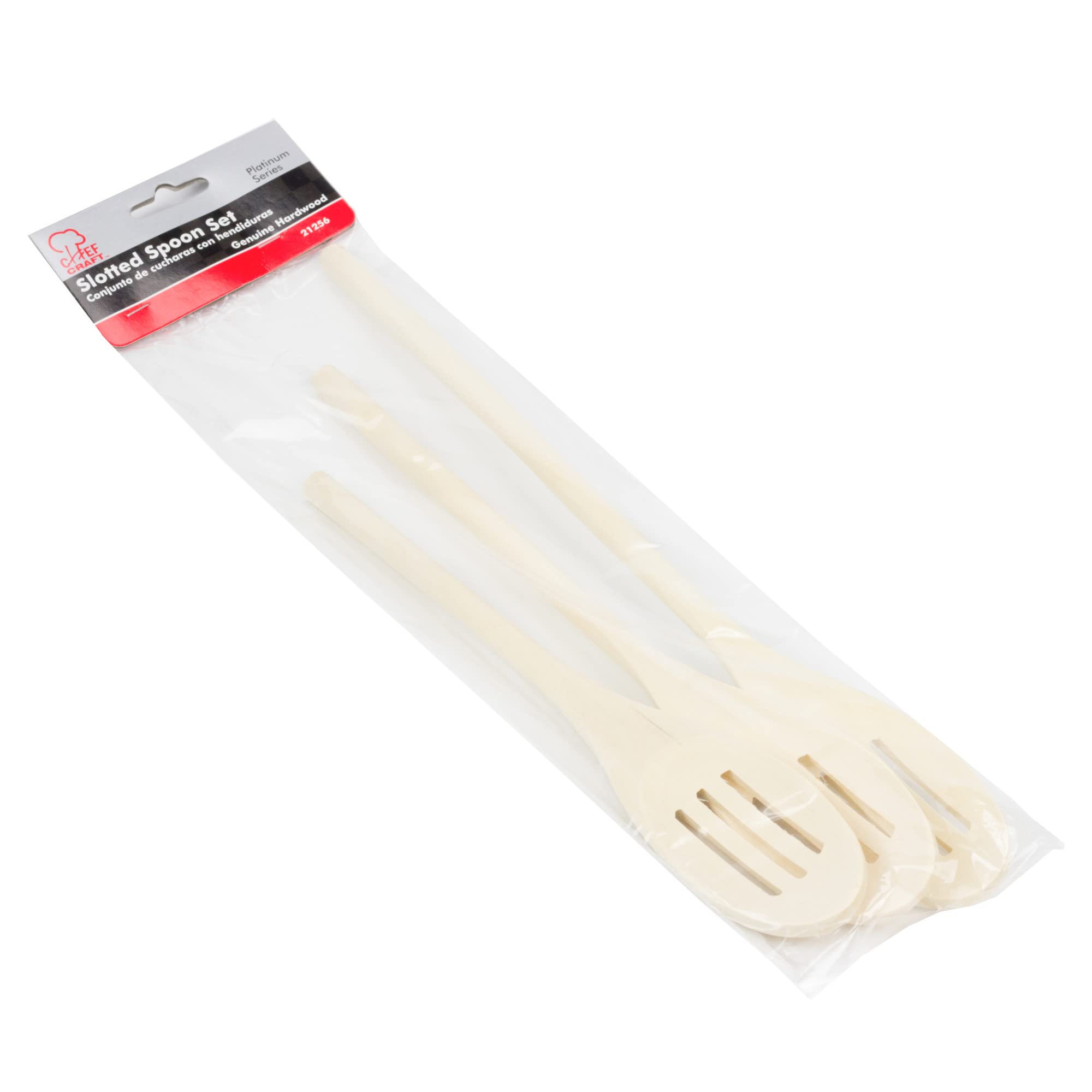 Chef Craft Select Maple Slotted Spoon Set, 10, 12, 14 Inch, Natural