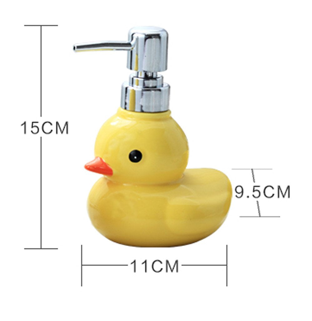 123Arts Ceramics Duck Soap Dispenser with Stainless Pump Soap Bottle or Lotion Bottle Home Decoration
