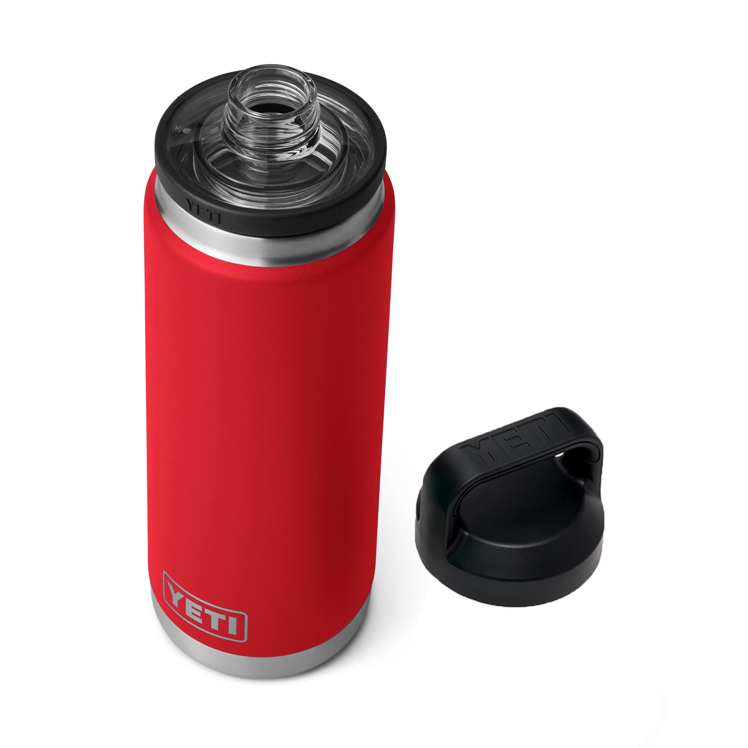 YETI Rambler 26 oz Bottle, Leakproof, Vacuum Insulated, Stainless Steel with Chug Cap, Rescue Red
