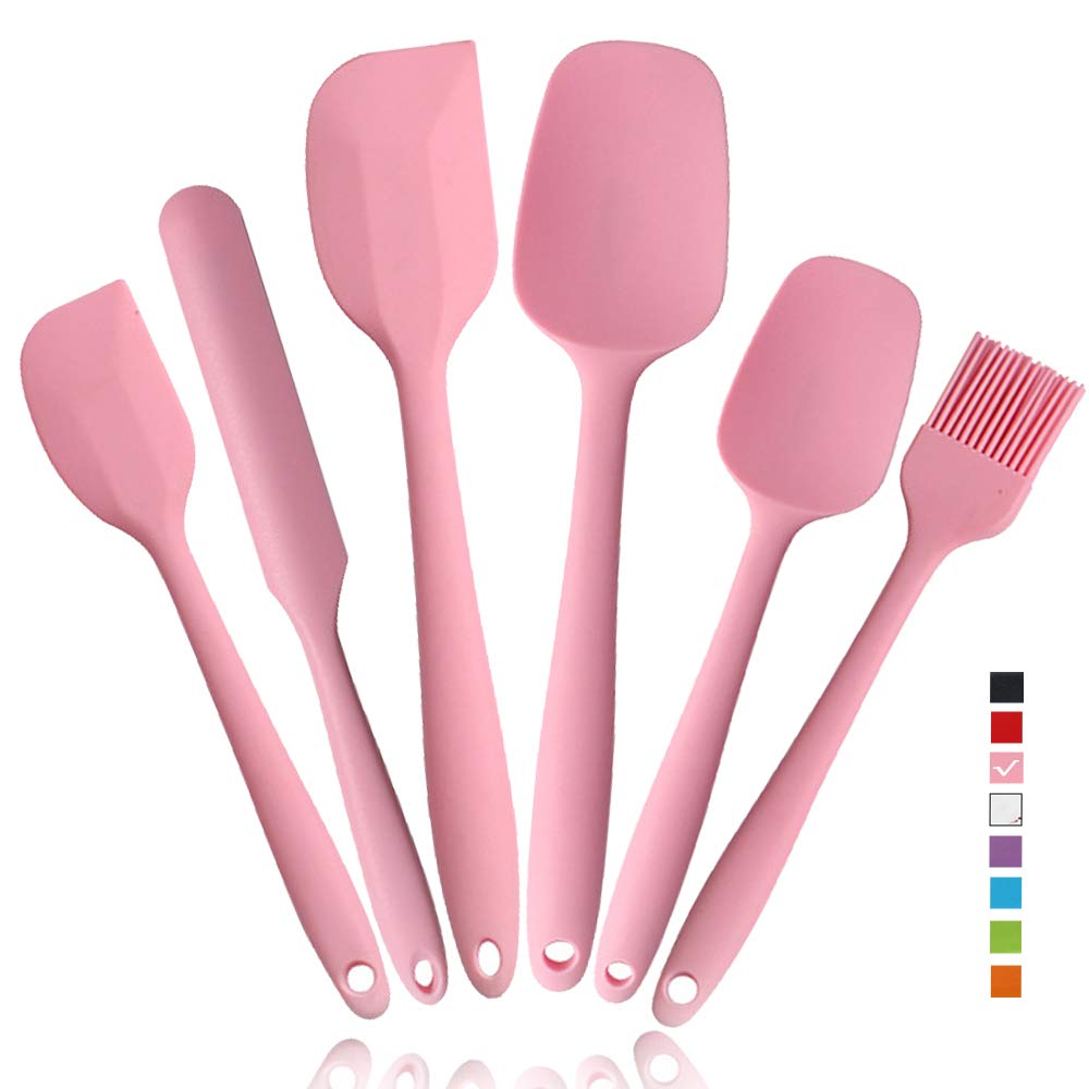 Heat Resistant Silicone Spatulas Set 6Pcs, Seamless Design Non-Stick Mixing Spatulas With Stainless Steel Core, Premium Bpa-Free