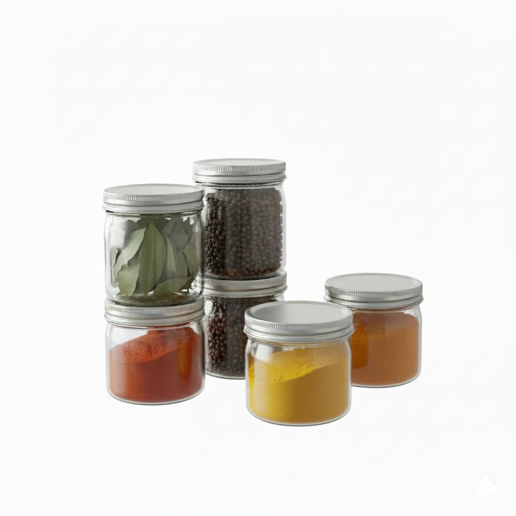 All Time Transparent Plastic Storage Jar Set Of 6 (115Ml Each) | Airtight, Bpa-Free Kitchen Containers - Stackable Design