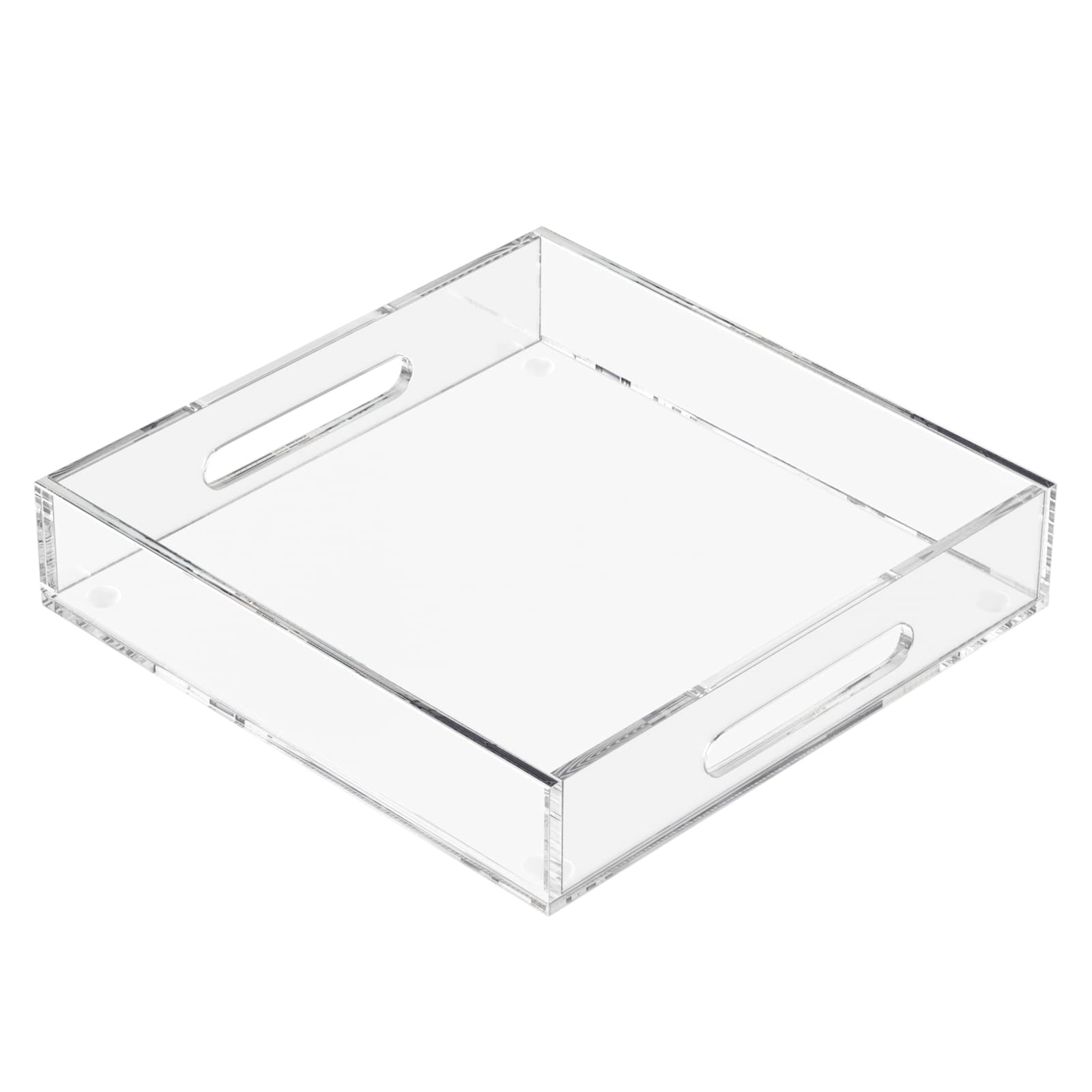 Kotemon Acrylic Serving Tray With Handles-12X12X2.36Inch-Decorative Tray Letter Tray Organizer For Ottoman Coffee Table Countert