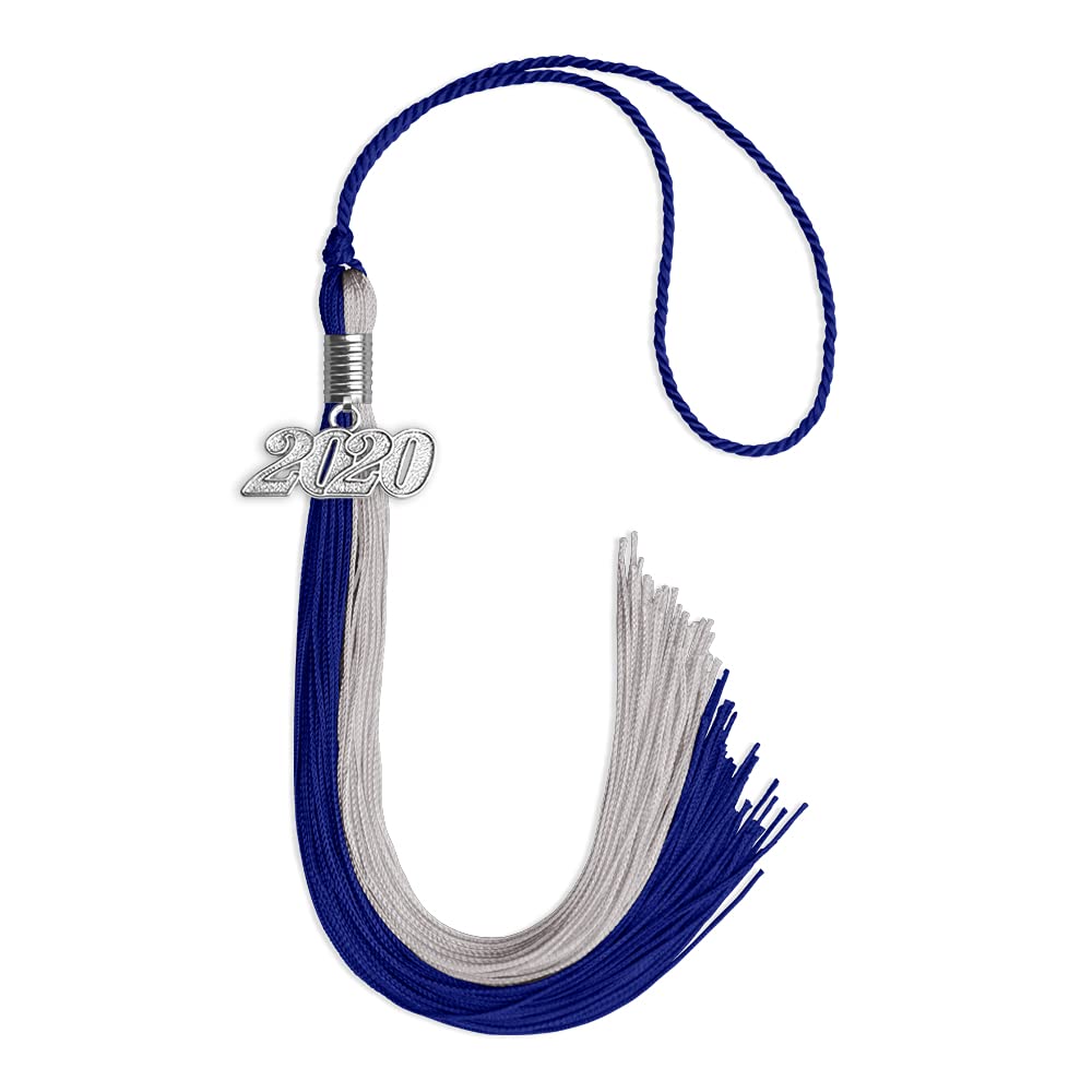 Endea Graduation Double Color Tassel with Silver Date Drop (Royal Blue/Grey, 2020)