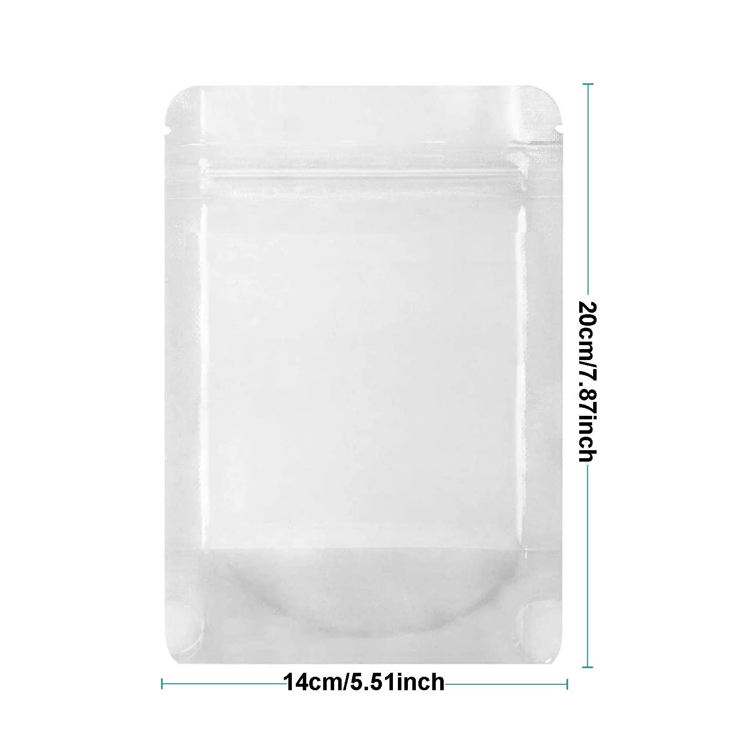 50 Pack Matte Frosted Clear Zipper Food Bags, Stand Up Pouch Bag Resealable Stand Up Candy Bags, Snack Food Tea Packing Dried Fr