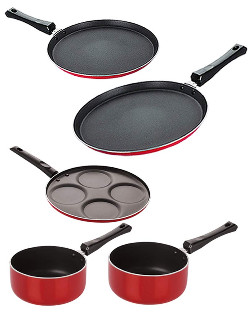 Nirlon Non Stick Coated Heat Resistance Pfoa Free Aluminium Cookware Utencil Gift Set Of 5 Pieces (2.6Mm_Ft13_Ft12_Sp(M)_Sp(B)_U