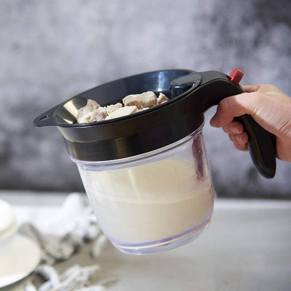 4-Cup Fat Separator Oil Separator With Bottom Release - Gravy Grease Separator For Cooking, Healthier Gravy, Soup, Easy Press Di