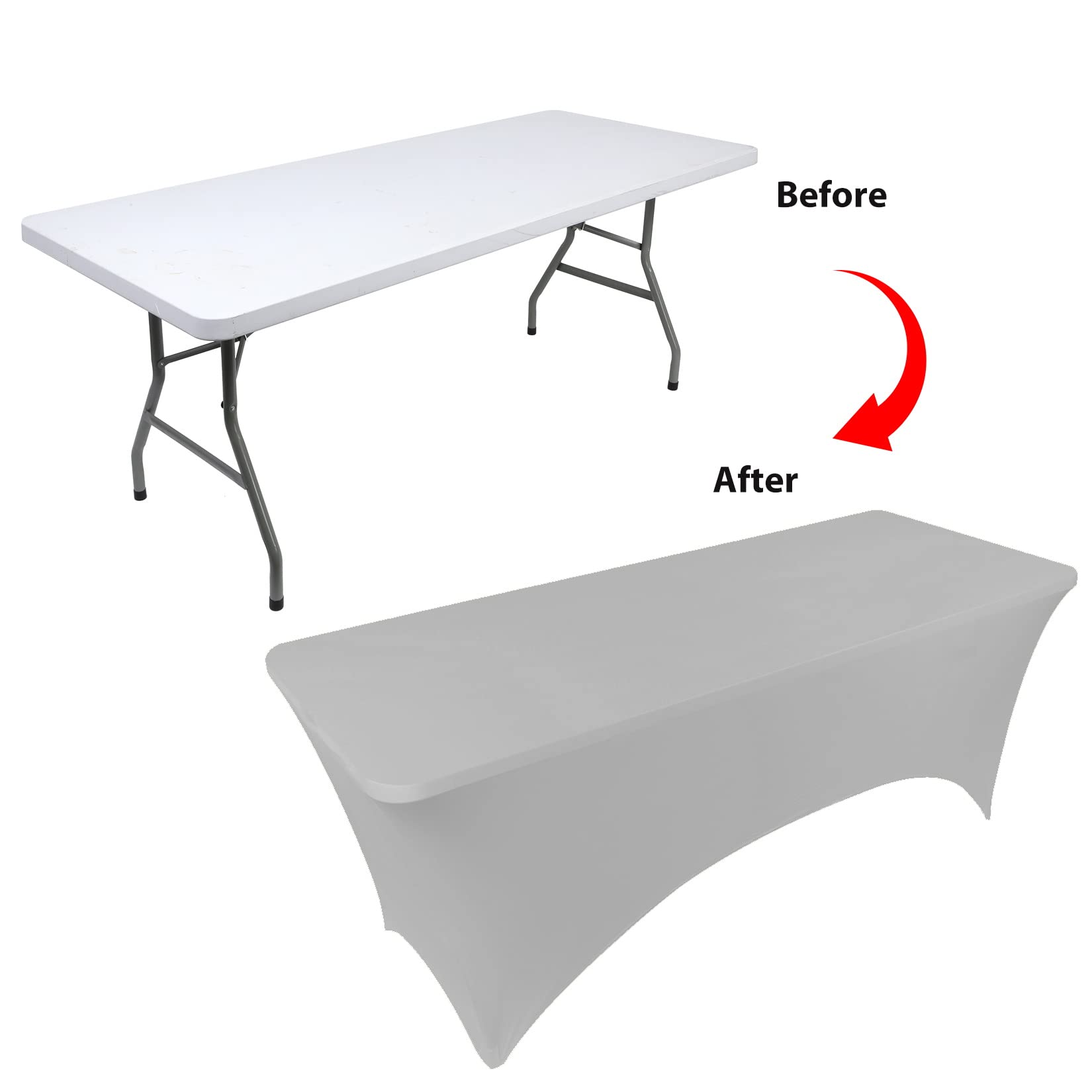 Bddc Table Covers For 6 Foot Tables 2 Pack, Spandex Table Covers 6Ft, Sliver Gray Table Cloths Rectangle 6Ft For Events, Wedding