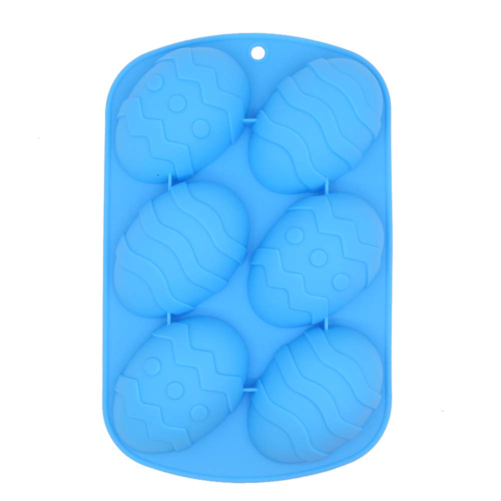 Apol Set of 4 Silicone Easter Egg Baking Molds, 6-Cavity, Blue/Green/Red/Orange, Ideal for Cakes, Muffins, Chocolate, and Soap