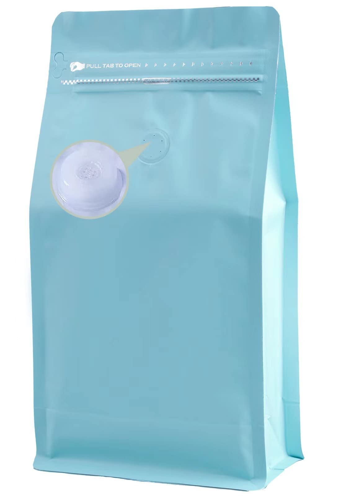 DMPACKDM Coffee Bags with Valve(16 oz,1 lb,50pcs) Blue High Barrier Aluminumed Foil Flat Bottom Heat Sealed Coffee Beans Packagi