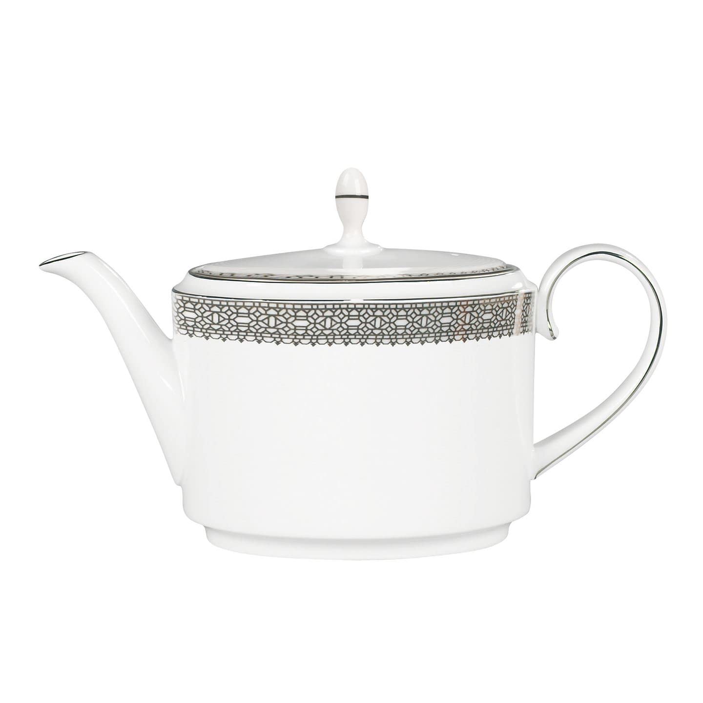 Wedgwood Wang Vera Lace Platinum Teapot, 47.3 Oz, White/Silver