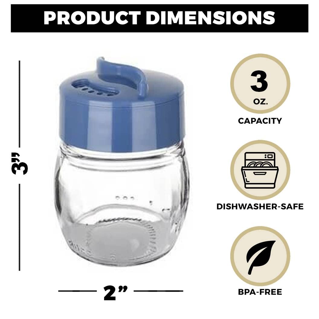 Glass Salt And Pepper Shaker Set, Spice Storage For Table Serving And Cooking With Dual Perforated Shaking Top - 3 Oz Spice Seas