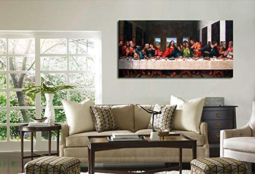 The Last Supper By By Leonardo Davinci- 20'' X 40'' Long Classic Painting Print Pictures Canvas Artwork Framed For Living Room B