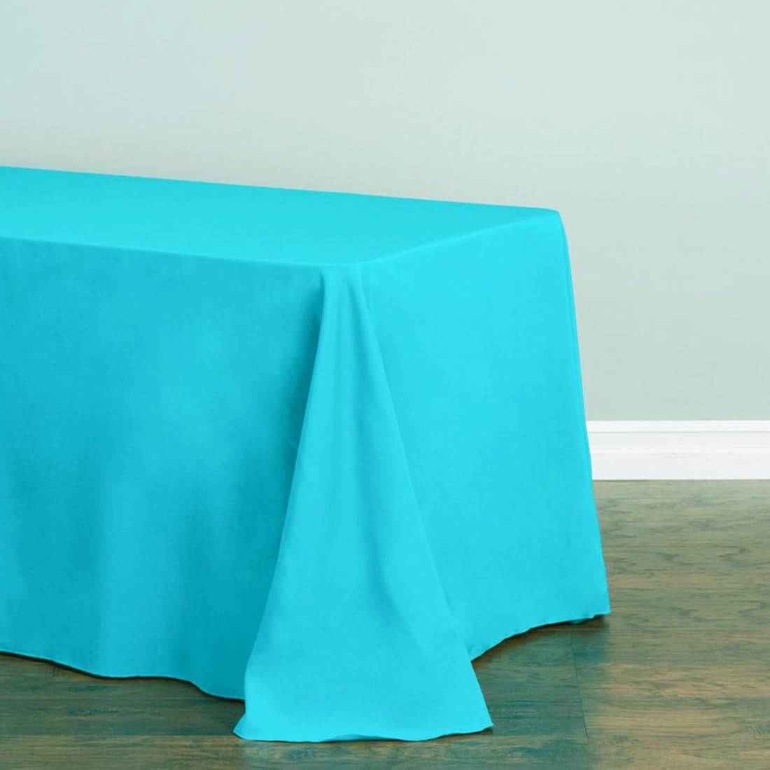 Ltc Linens 5-Pack Rectangular Tablecloths 90 In X 156 In With Rounded Corners - Turquoise Table Covers For 8 Ft Table Floor-Leng