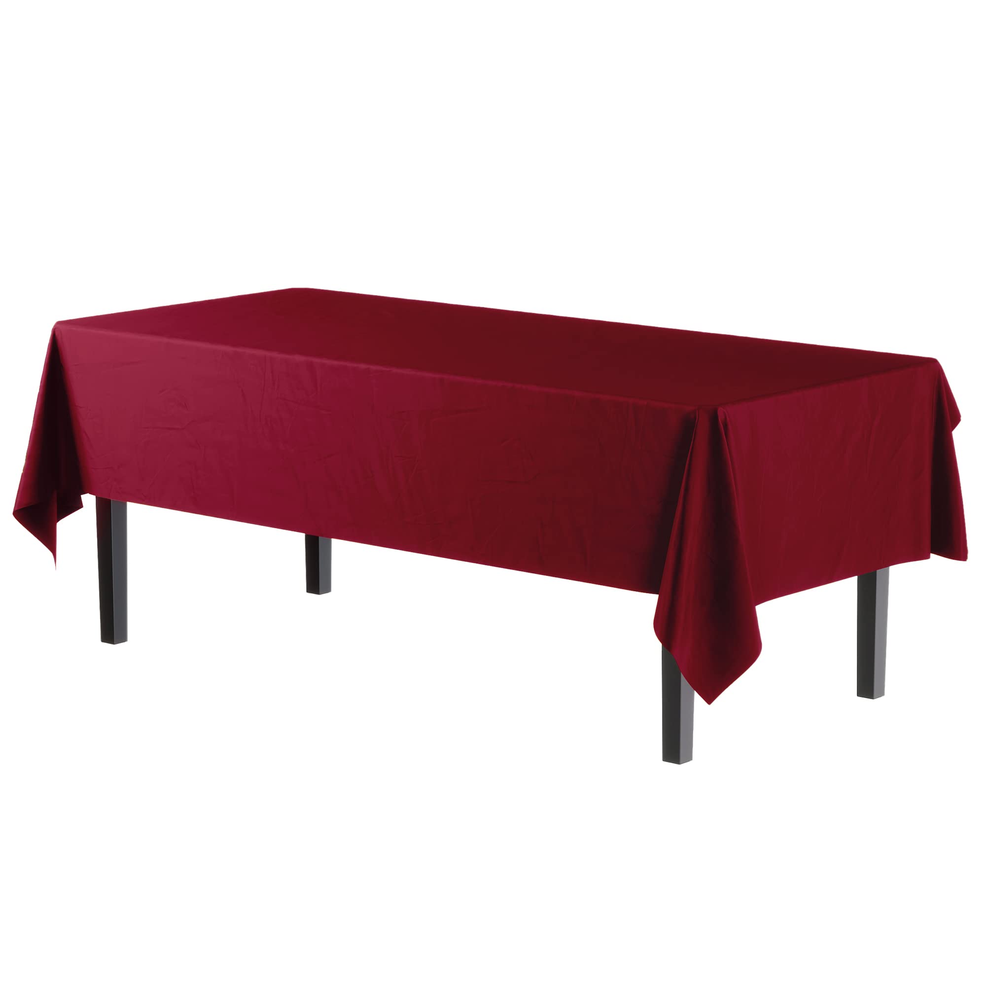 Exquisite 6-Pack Premium Plastic Tablecloth 54In. X 108In. Rectangle Plastic Table Cover - Burgundy