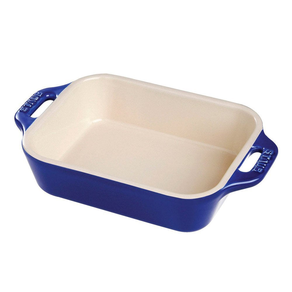 Staub Ceramic Rectangular Gratin Dish, Dark Blue, 7.5 x 6