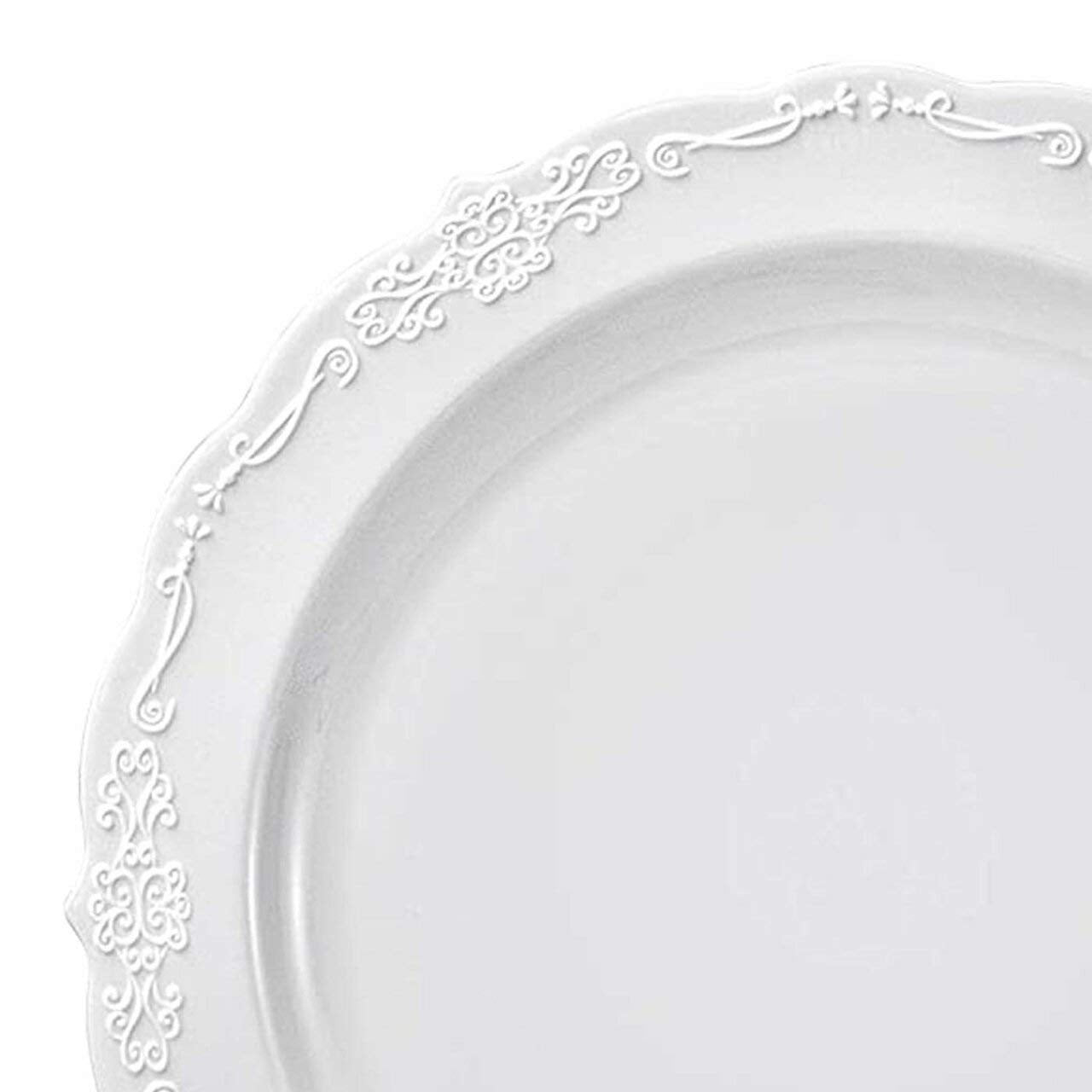 Kaya White Vintage Round Disposable Dinner Plates - 10'' (Packs Of 10), Stylish Design, Perfect For Any Occasion