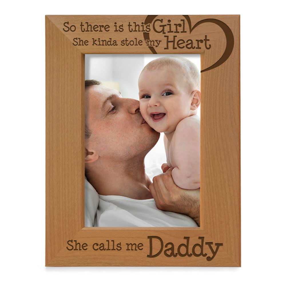 KATE POSH So there is this Girl, She kinda stole my heart, She calls me Daddy Natural Engraved Wood Photo Frame, Father Daughter