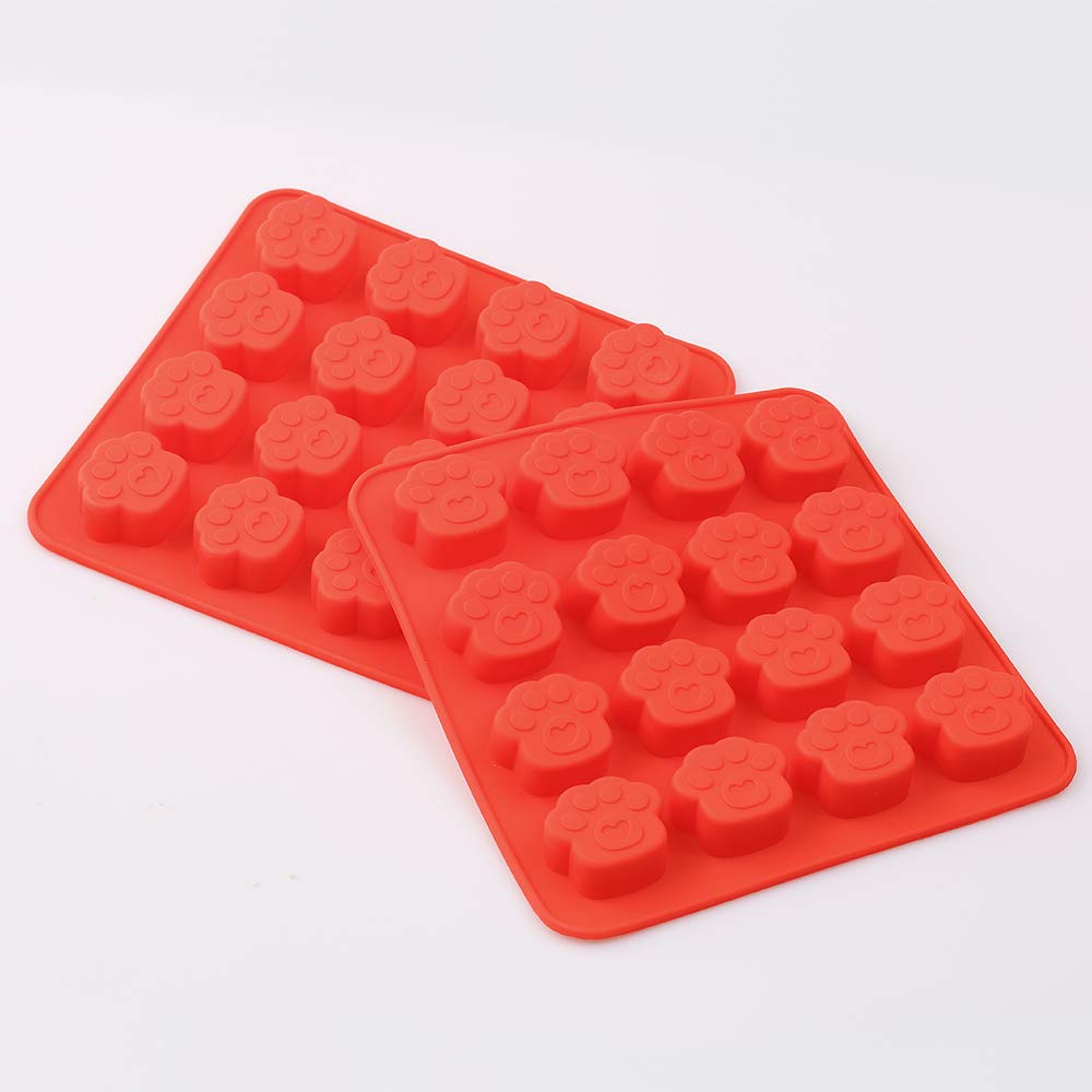Cozihom Dog Paw Shaped Silicone Molds, 16 Cavity, Food Grade, For Chocolate, Candy, Pudding, Jelly, Dog Treats. 4 Pcs