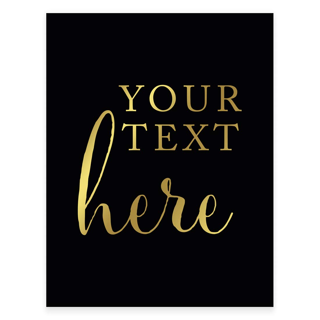 Andaz Press Fully Personalized Wedding Party Signs, Black And Metallic Gold Ink, 8.5X11-Inch Wall Art, Poster, Gift, Your Text H