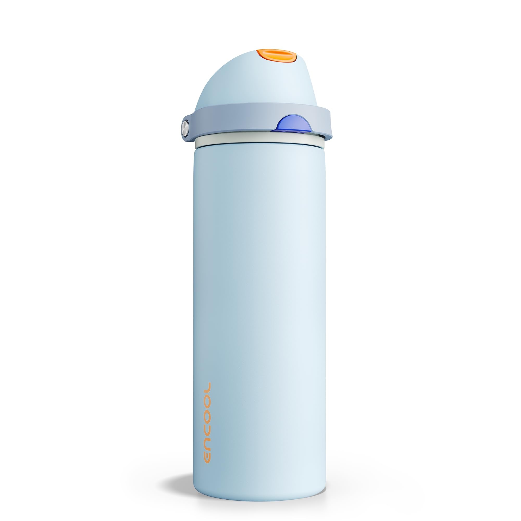ENCOOL Insulated Water Bottle with Straw Stainless Steel Water Bottle with Push Button Lid, Leak-Proof & BPA-Free, Keeps Cold fo