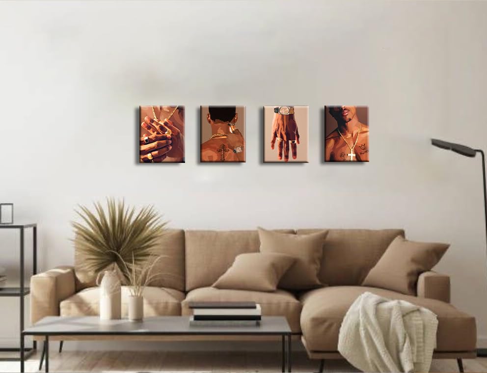 Black Woman Framed Canvas Wall Art,Black Man Trend Art,Fashion Black Man Wall Art, Abstract African American Wall Art Decor For