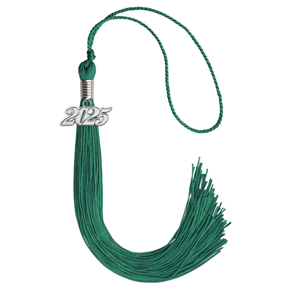 Endea Graduation Single Color Tassel with Silver Date Drop (Emerald Green, 2025)