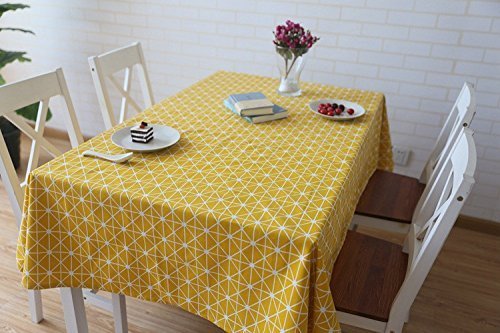meioro Tablecloths Cotton Linen Tablecloth Simple Style Twill Tablecloths Multi-Purpose Indoor and Outdoor (Yellow  51''x70'')