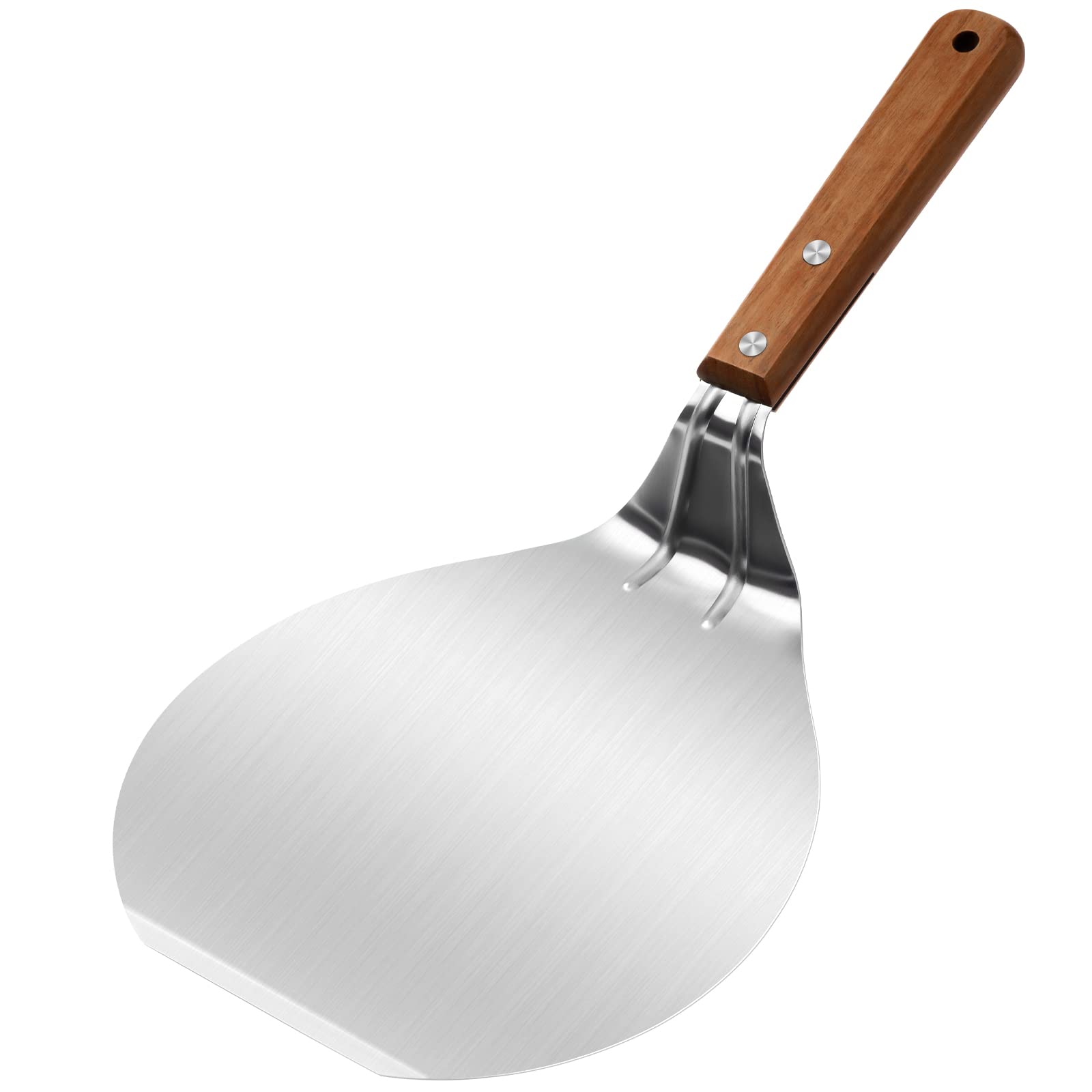 NUOMI Stainless Steel Pizza Peel with Wood Handle 8-Inch Pizza Spatula Paddle