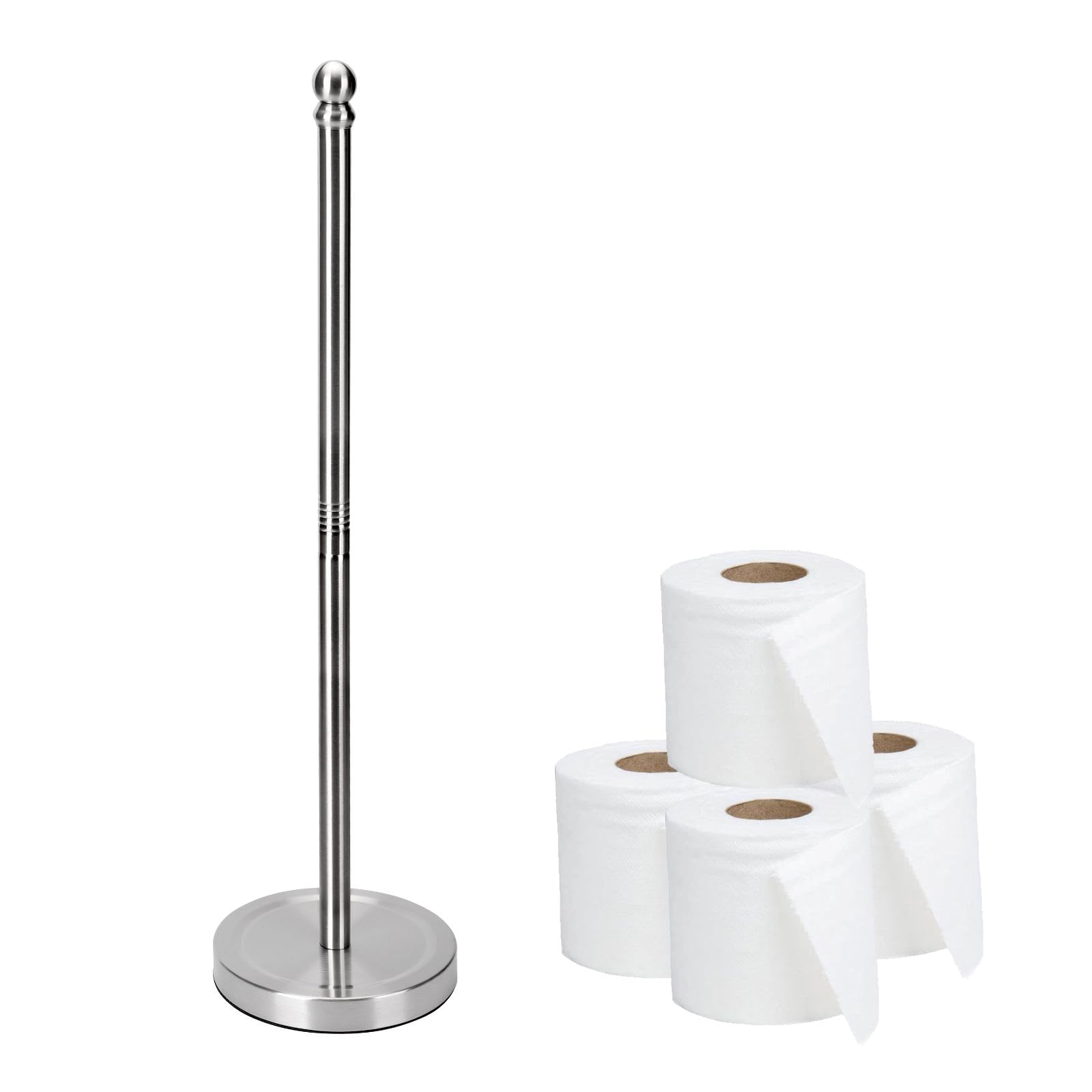 Toilet Paper Holder Stand Storage For 5 Paper Rolls, Brushed Nickel Freestanding Tp Roll Holder, Stainless Steel (Brushed Nickel