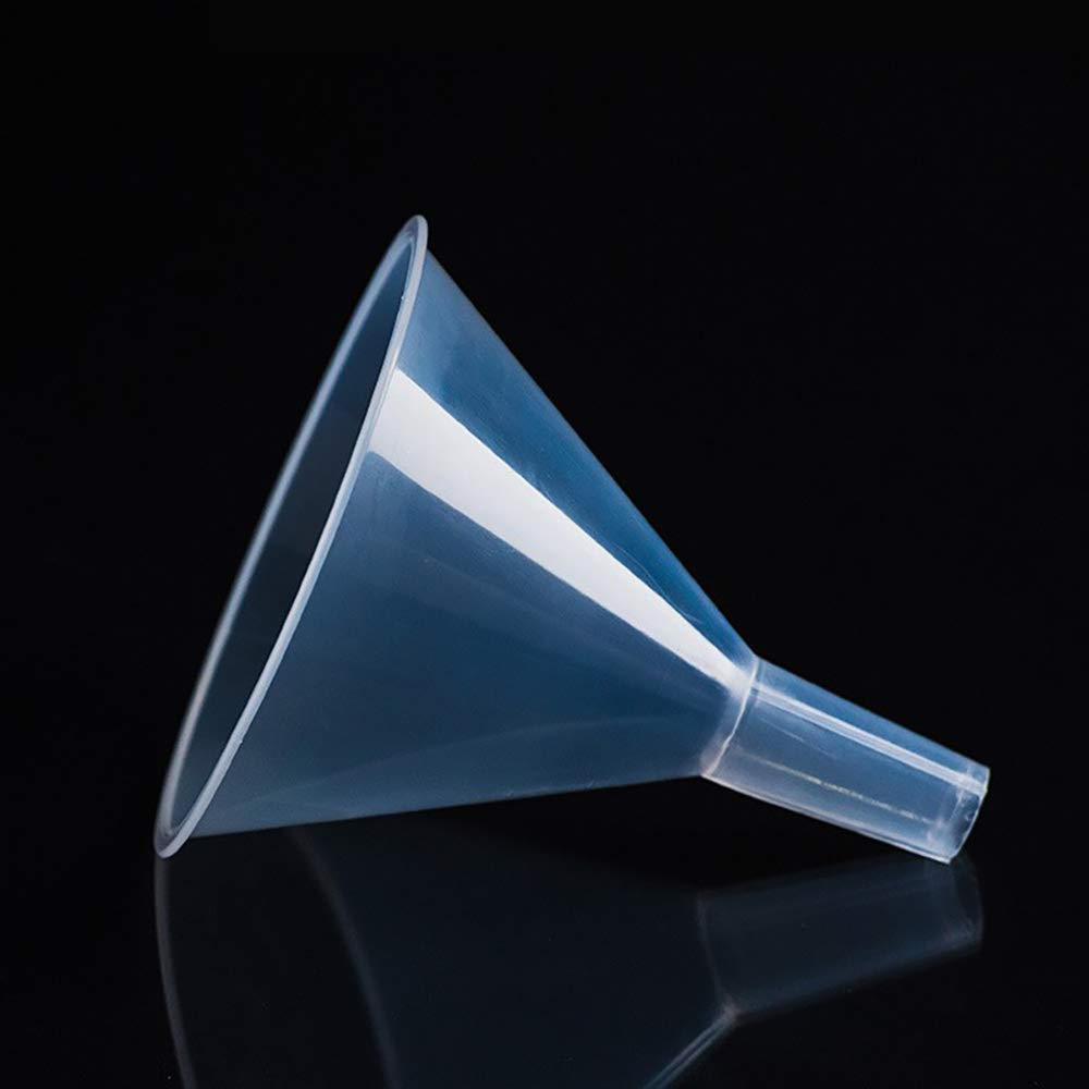 DEDC 4 Pack Clear Plastic Filter Funnel  Oil Funnels  Small Funnel for Filling Bottles  Liquid Transfer Funnel for Kitchen  Laboratory  Garage  Car  5.9 inch Dia Mouth