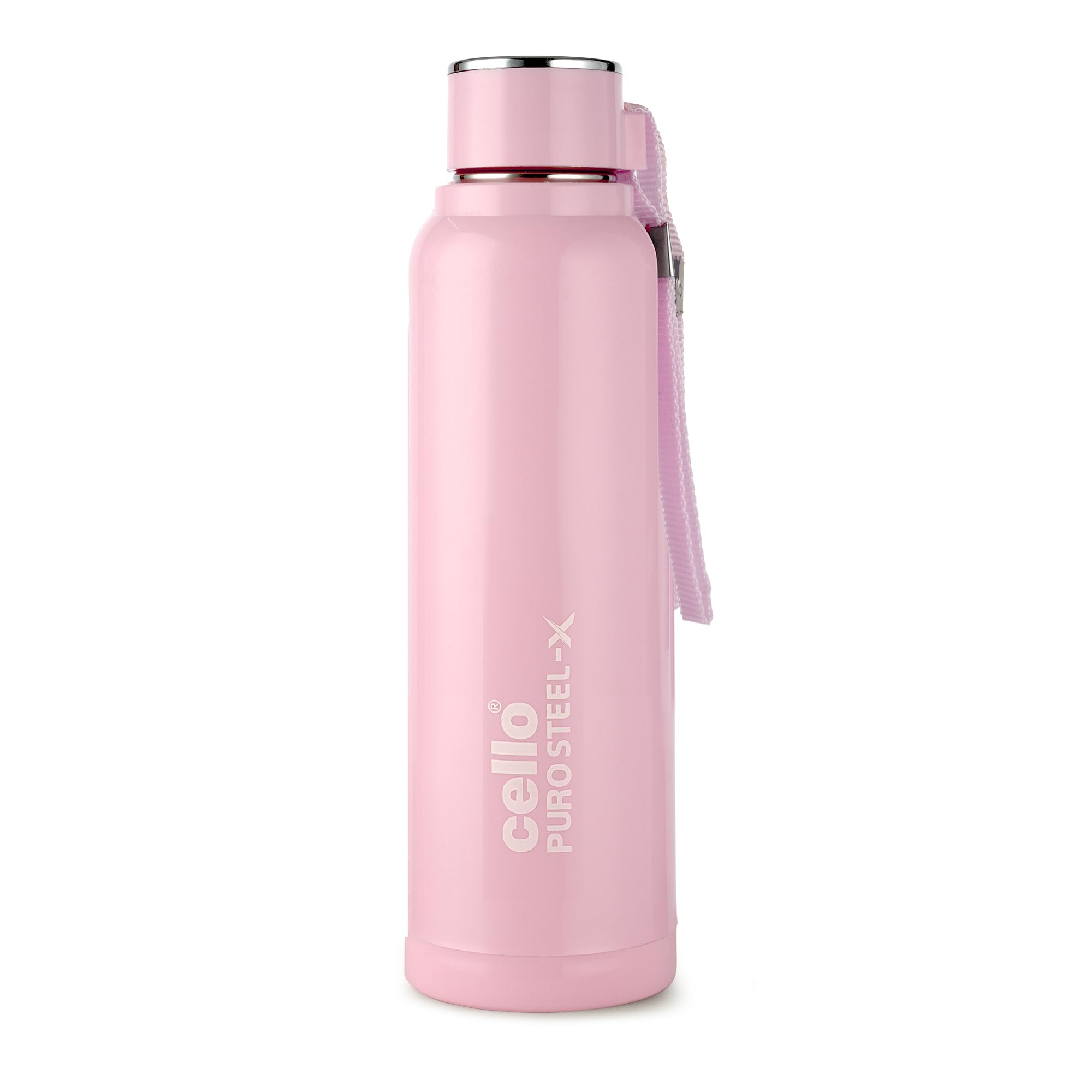 Cello Puro Steel-X Benz 900 Pu Insulated Water Bottle 900 Ml, Pink | Bpa Free, Leakproof, Isi Certified |Hot & Cold Bottle For G