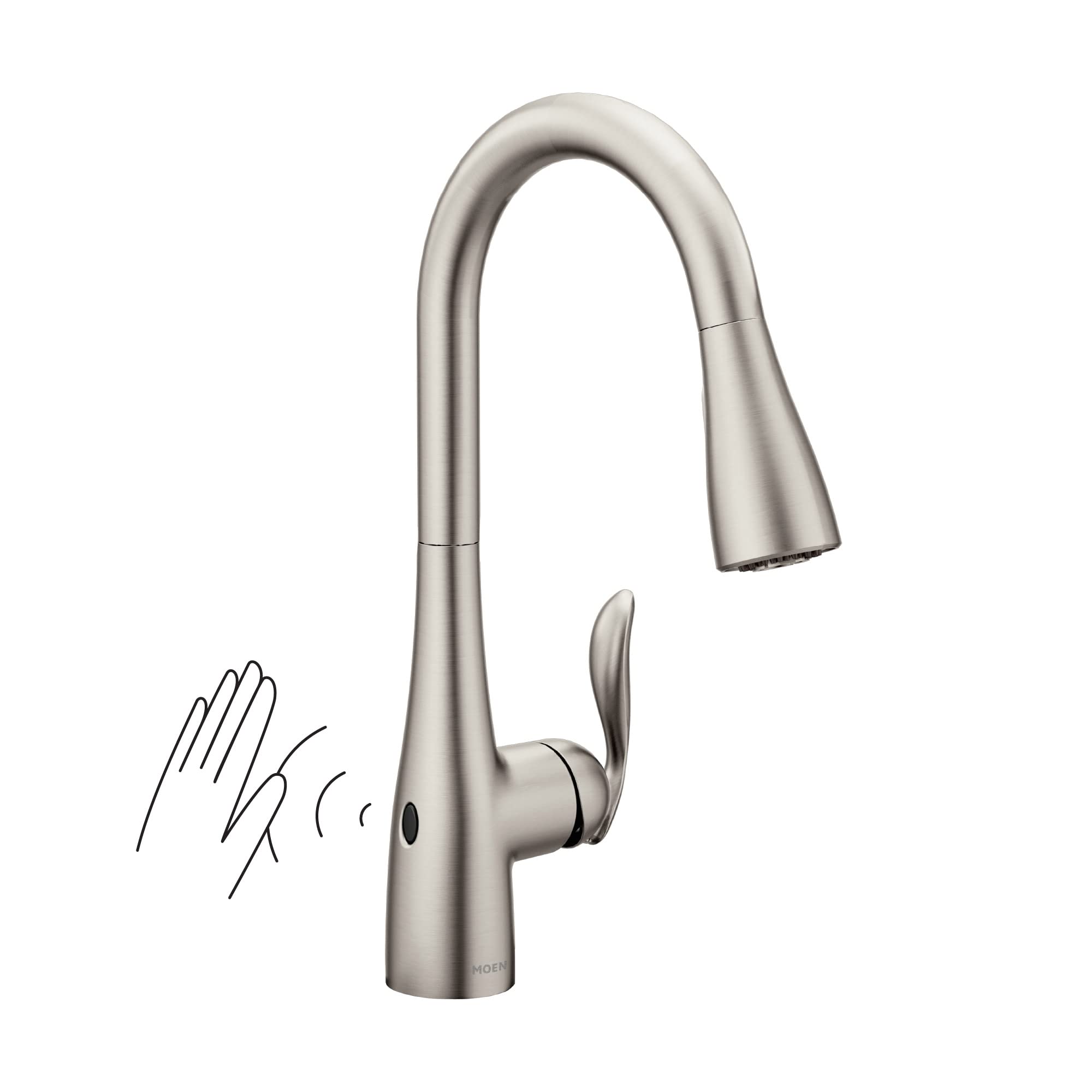 Moen 7594Ewsrs Arbor Motionsense Wave Sensor Touchless One-Handle Kitchen-Sink-Faucets, Pack Of 1, Stainless