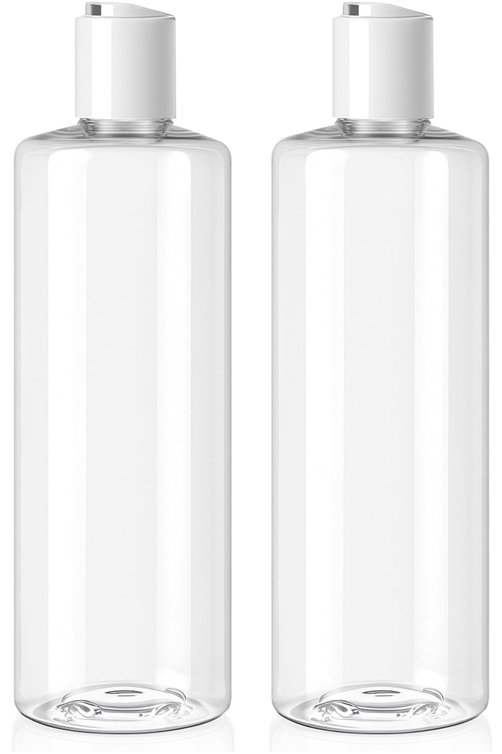 Bar5F Clear Plastic Bottles, 16.9 oz, 2-Pack with Disc Top Caps, BPA-Free Squeezable Containers for Shampoo, Lotions, Made in US