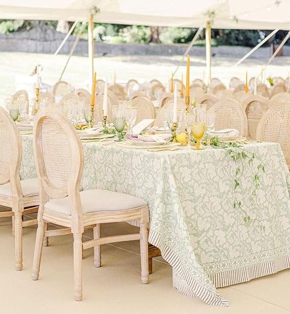 Ridhi 100% Cotton Hand Block Print Tablecloth Washable Easter Thanksgiving/Christmas Parties/Wedding Use,Fall d  cor Farmhouse D