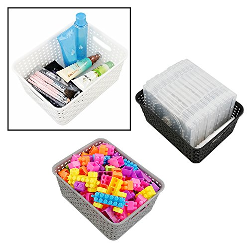 Eagrye 6-Pack 10.4-Inch x 7.6-Inch x 4.05-Inch Plastic Storage Basket  Woven Basket Bin