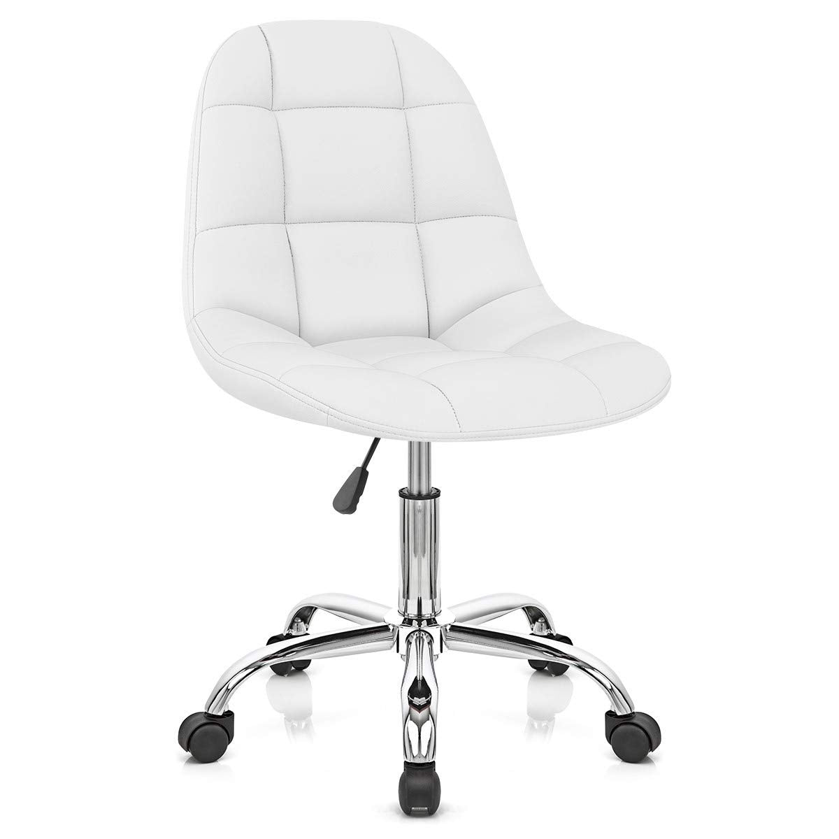 Bhumika Overseas HeightAdjustable FauxLeather Office Study Desk Task Chair In White Color