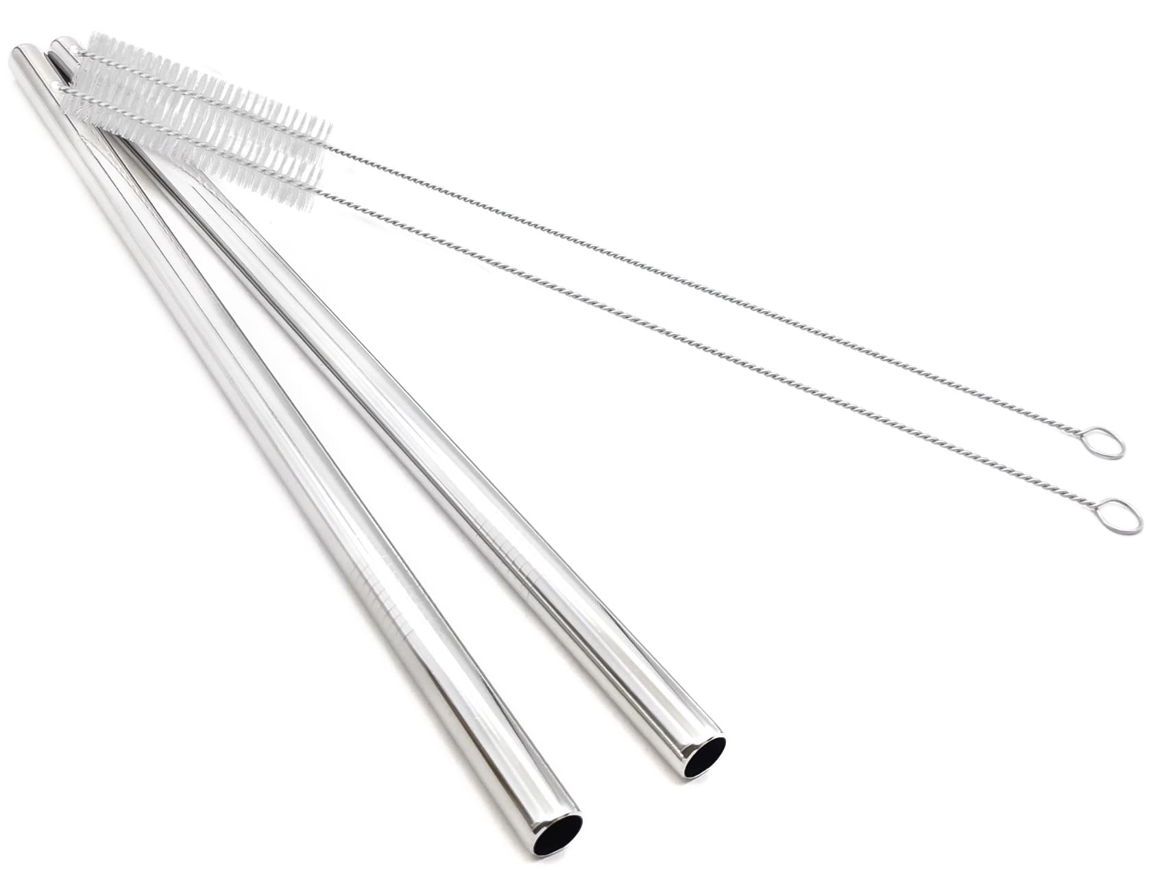 Super Big Drinking Straws Set 12 Extra Long 1/2 Extra Wide Reusable 304 Food-Grade 18/8 Stainless Steel for Frozen Drinks Boba B
