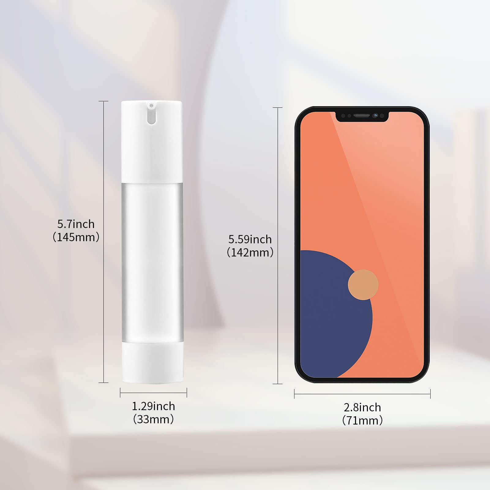 Longway 1.7 Oz (50Ml) Empty Refillable Airless Pump Bottle,Travel Foundation Containers,Airless Cosmetic Pump Bottle For Hand Sa