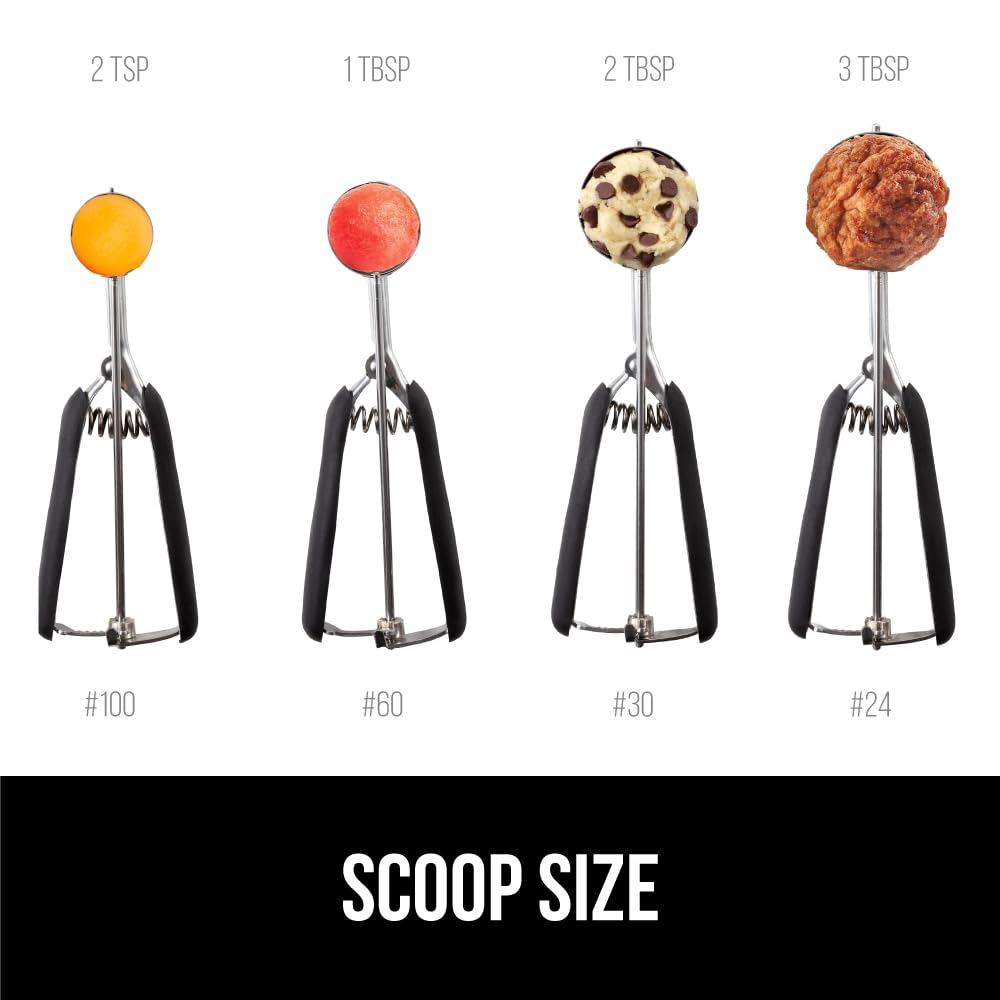 Gorilla Grip Stainless Steel Multipurpose Bpa-Free Spring Scoop, 2 Tbsp, Melon Ballers, Cookie Dough Scoops, Perfect Portion Siz