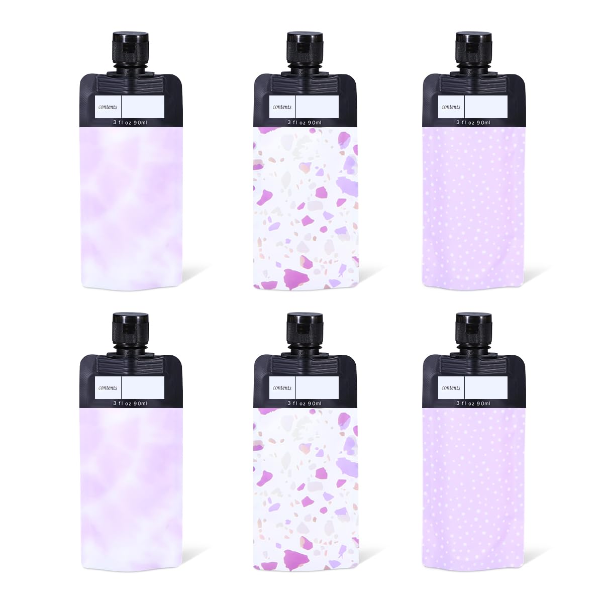 Asevat 3 Oz 6Pack Leak Proof Empty Squeeze Pouches Refillable Travel Size Containers Liquid Pouch Cosmetic Container Tsa Approve
