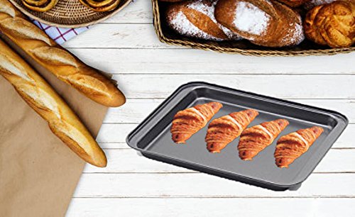 SS&CC Nonstick Baking Sheets Set of 2 - 9.5"x7.1" Carbon Steel Gray Cookie Trays for Toaster Oven