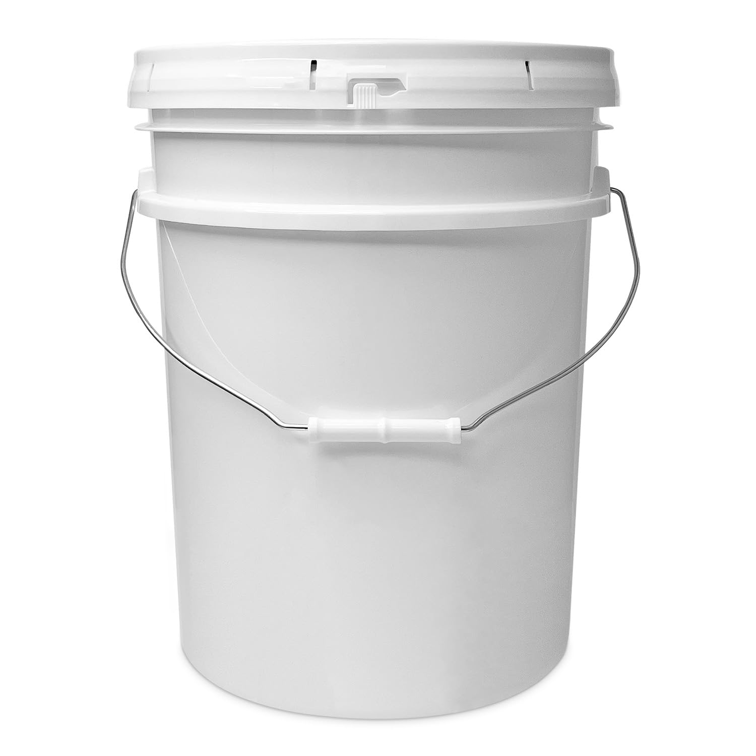 Living Whole Foods 5 Gallon White Bucket & Lid - Set of 1 - Durable 90 Mil All Purpose Pail - Food Grade - Plastic Container