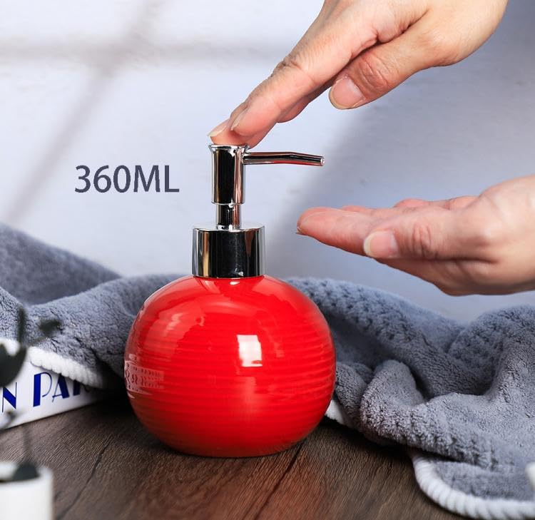 123Arts Ceramics Retro Soap Dispenser with Pump Soap Bottle Lotion Bottle