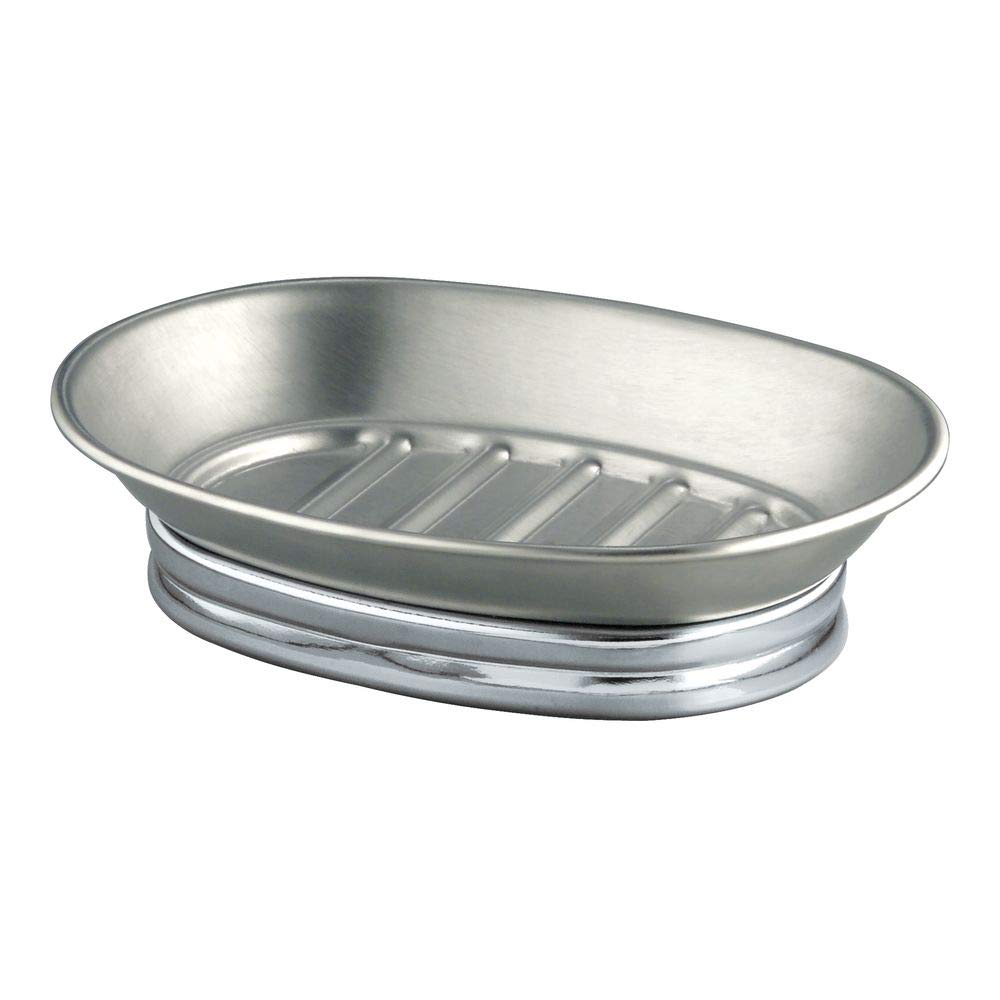 Idesign York Metal Soap Saver, Holder Tray For Bathroom Counter, Shower, Kitchen, 4'' X 5.5'' X 1.5'', Brushed Stainless Steel