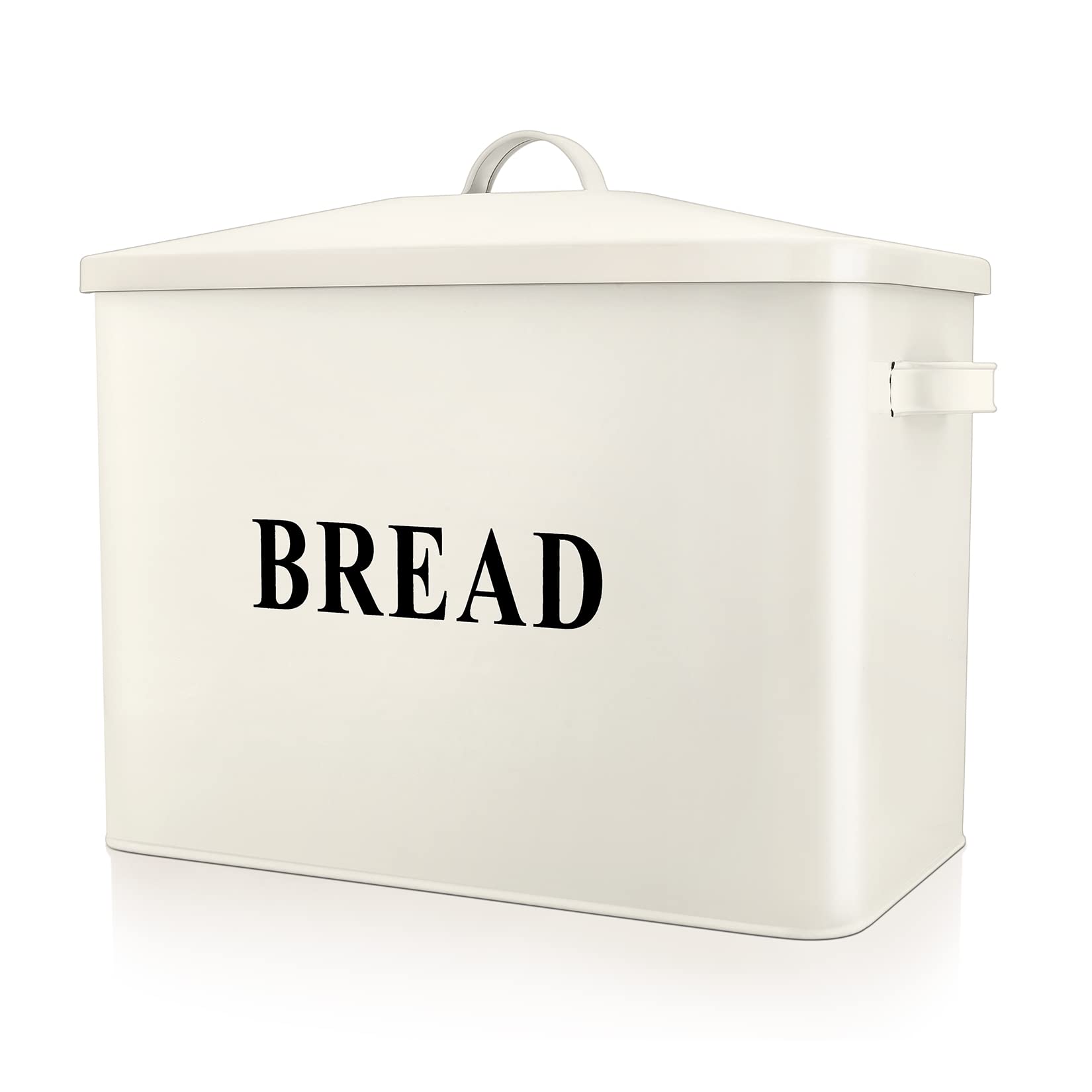 P&P Chef Extra Large Cream Bread Box With Lid, Metal Bread Storage Container For Farmhouse Kitchen Countertop, 13.1    X 11.81