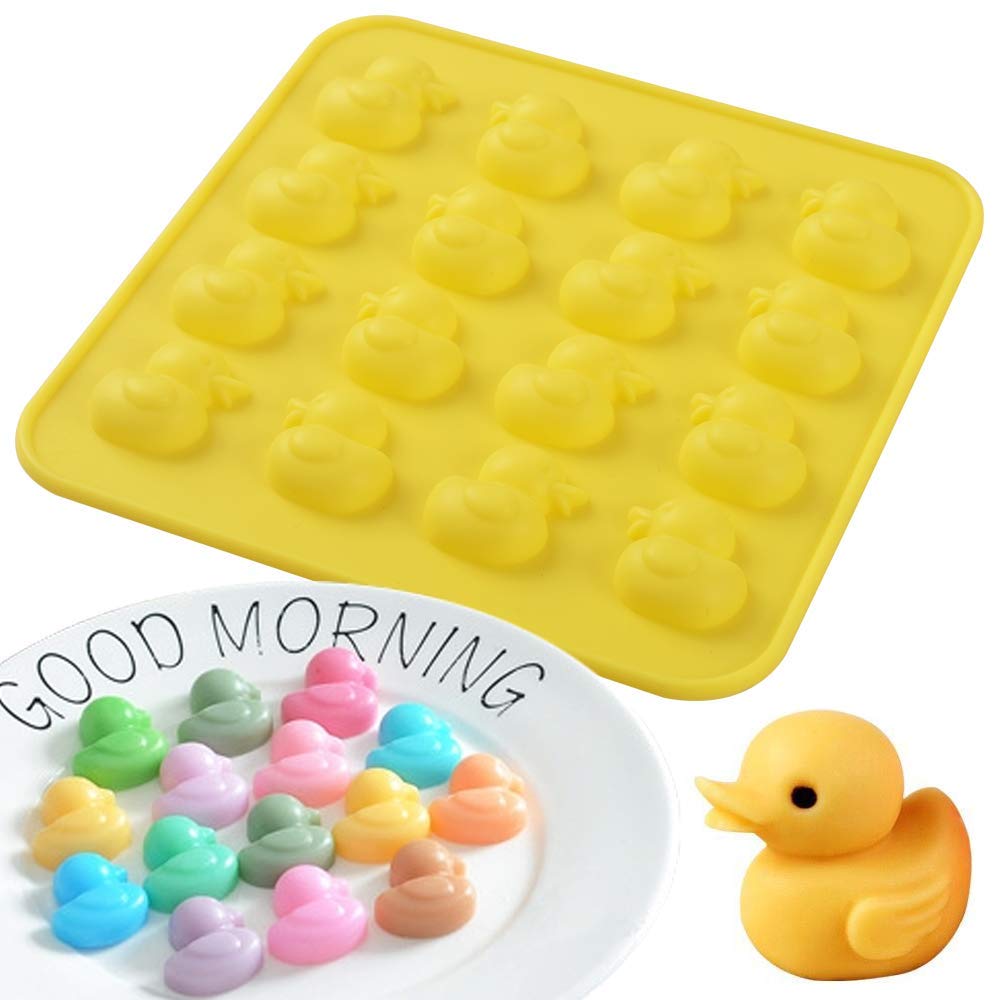 Newk Duck Chocolate Silicone Mold, 4 Packs 16- Cavity Non-Stick Food Grade Silicone Molds For Ice Cube, Jelly, Fondant, Hard Can