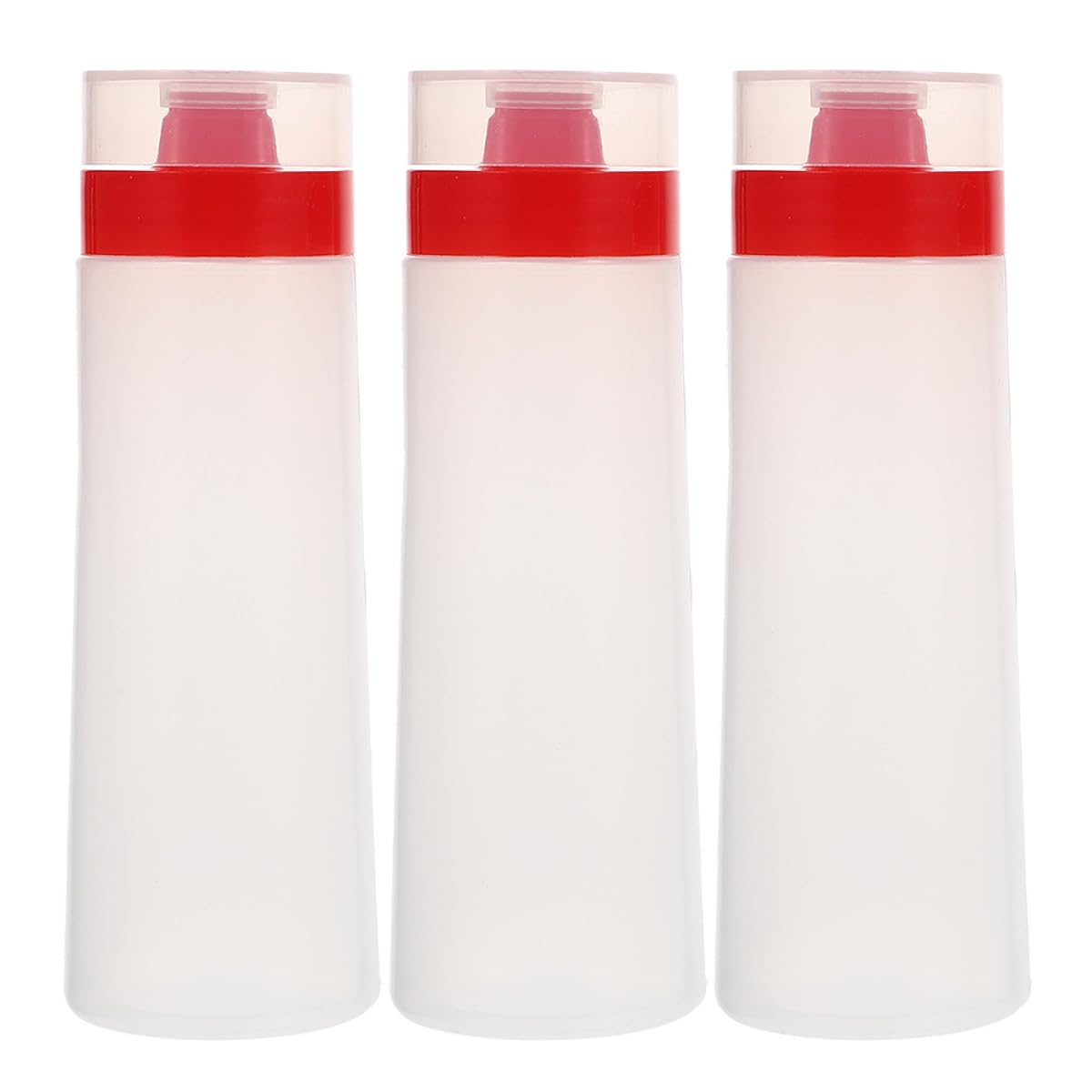 BESTOYARD 3pcs 300ml Red 4-hole Plastic Condiment Squeeze Bottles, Refillable Pp Sauce Dispensers for Ketchup, Mustard, Honey, B